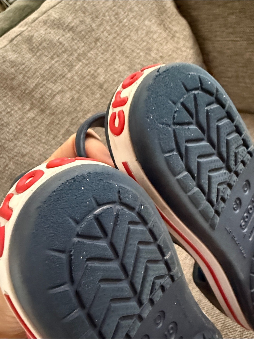 Crocs Crocband Toddler Boy Sandals Navy Red 13 C Used - Picture 12 of 13